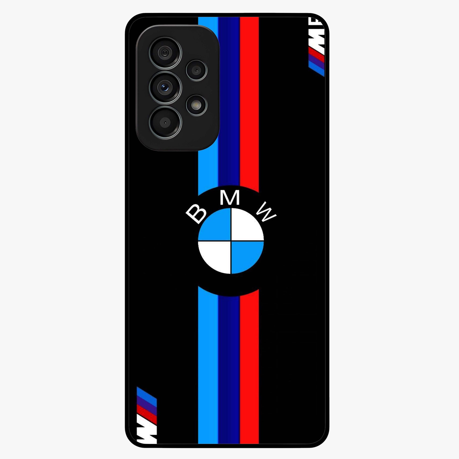 Turbo BMW Beast Glass Case showing flat back view with high performance sports car artwork and glossy glass finish.