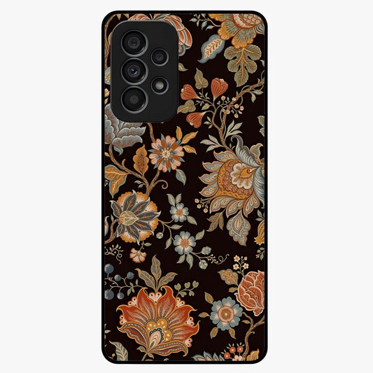Vintage Floral Dream Glass Case showing flat back view with classic floral artwork and glossy glass finish.