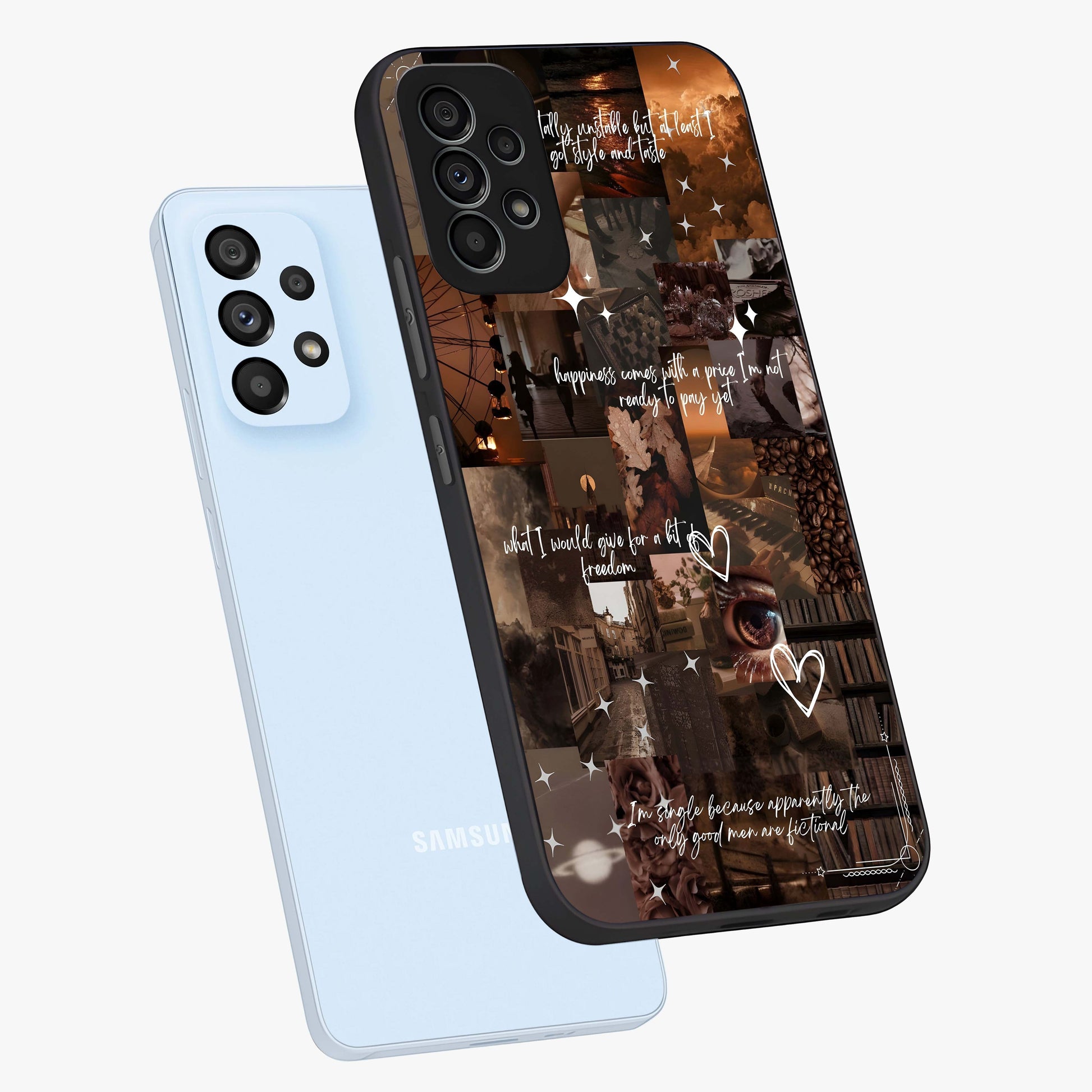 Bittersweet Aesthetic Chaos Glass Case displayed in angled mockup highlighting expressive abstract artwork and edgy aesthetic theme.