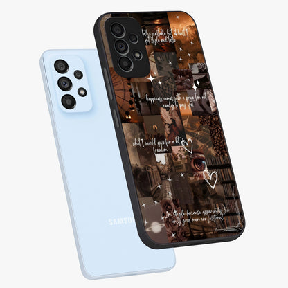 Bittersweet Aesthetic Chaos Glass Case displayed in angled mockup highlighting expressive abstract artwork and edgy aesthetic theme.