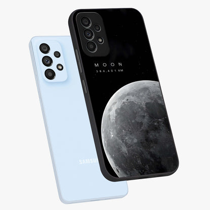 Cosmic Moon Glow Glass Case displayed in angled mockup highlighting celestial moon design with cosmic aesthetic theme.
