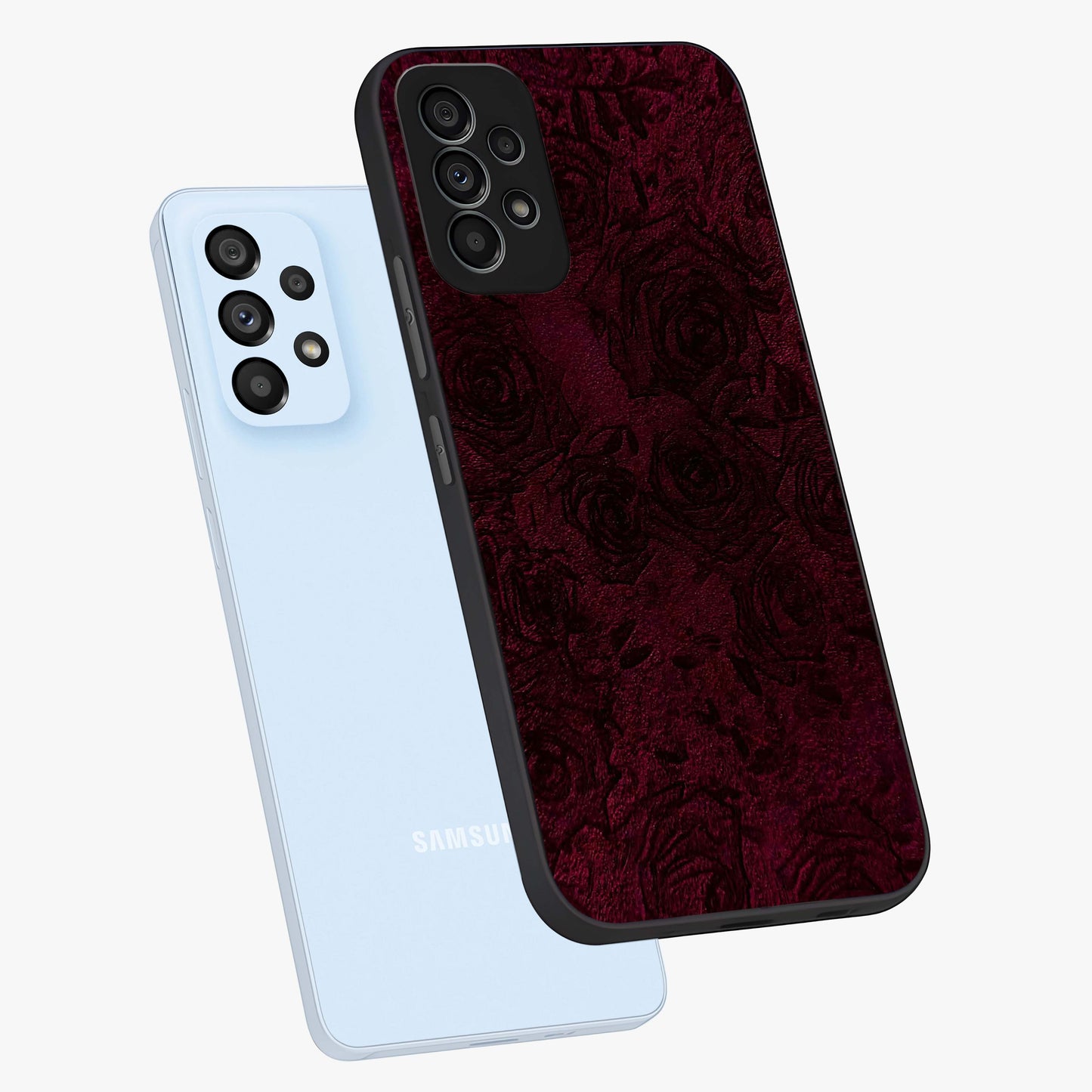 Crimson Fade Flow Glass Case displayed in angled mockup highlighting smooth gradient design with modern aesthetic style.