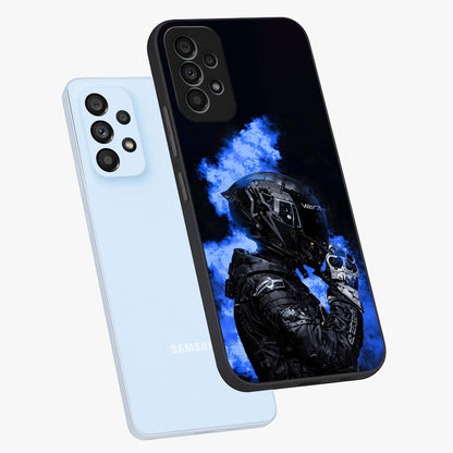 Cyber Sentinel Protocol Glass Case displayed in angled mockup highlighting digital cyber design with sci-fi aesthetic style.