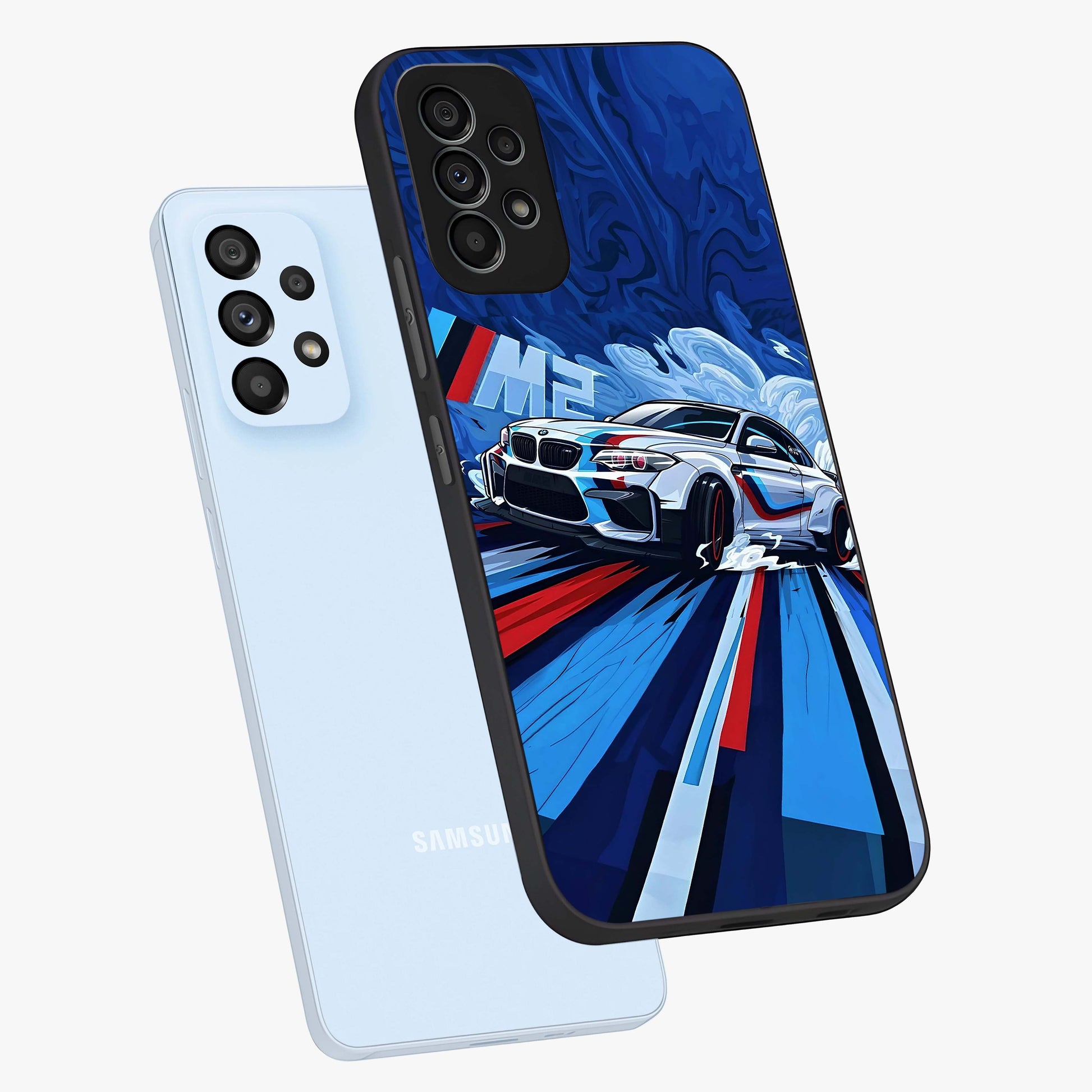 Drift Power Rush Glass Case displayed in angled mockup highlighting powerful drift car design with sporty aesthetic style.