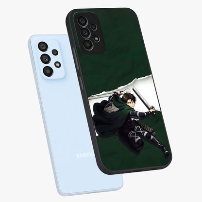 Emerald War Vanguard Glass Case displayed in angled mockup highlighting intense battle inspired design with emerald tone aesthetic.