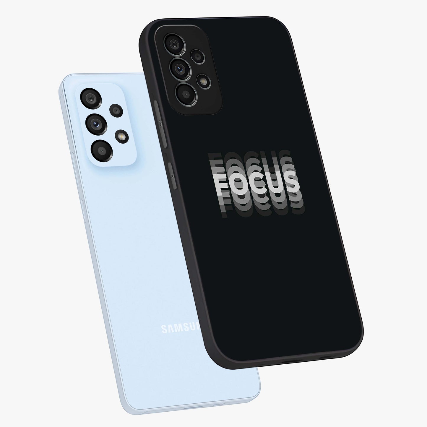 Focused Blade Discipline Glass Case displayed in angled mockup highlighting clean minimal text artwork with modern aesthetic style.