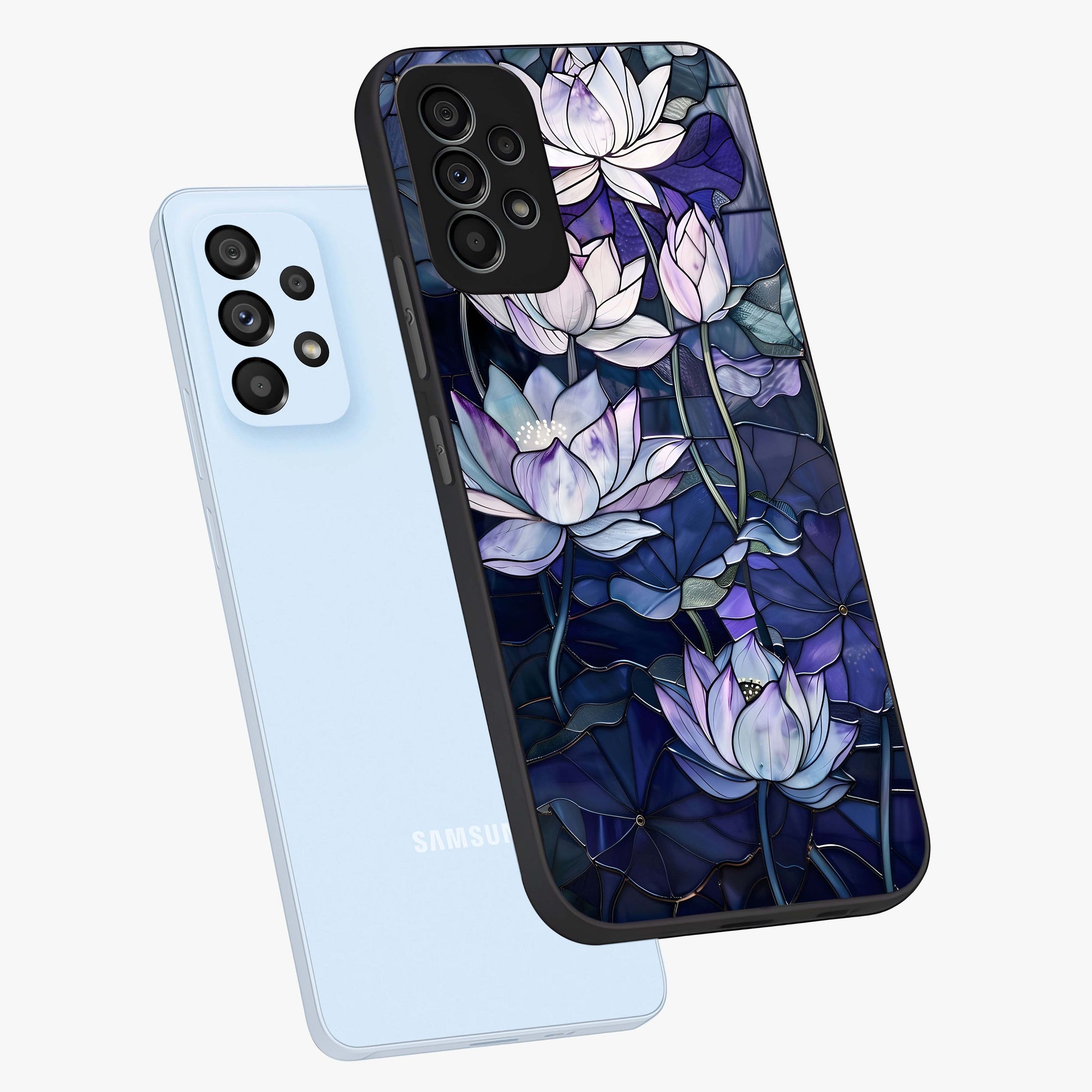 Gloss Petal Rush Glass Case displayed in angled mockup highlighting vibrant petal design with elegant floral aesthetic.