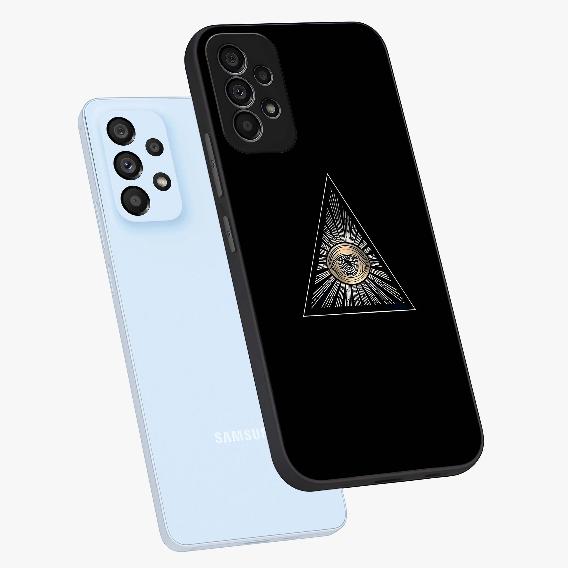 Illuminati Evil Glass Case displayed in angled mockup highlighting dark occult inspired design with bold aesthetic style.