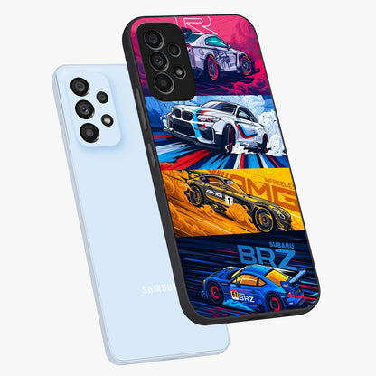 JDM Sports Car Glass Case displayed in angled mockup highlighting sleek Japanese racing car design with automotive aesthetic.