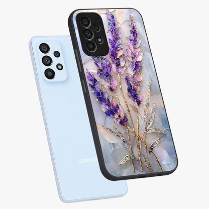 Lavender Dream Glow Glass Case displayed in angled mockup highlighting dreamy purple glow design with soft artistic style.