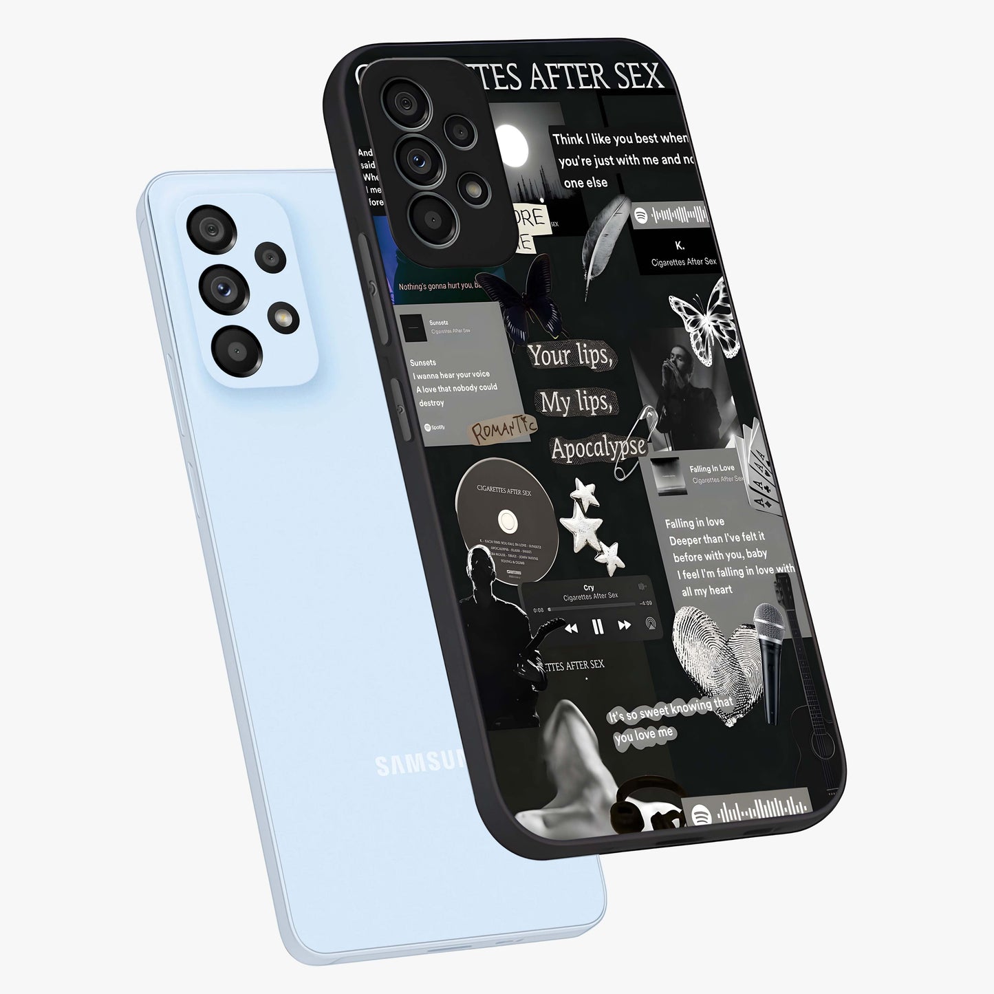 Midnight Love Echo Glass Case displayed in angled mockup highlighting elegant love inspired design with deep aesthetic style.