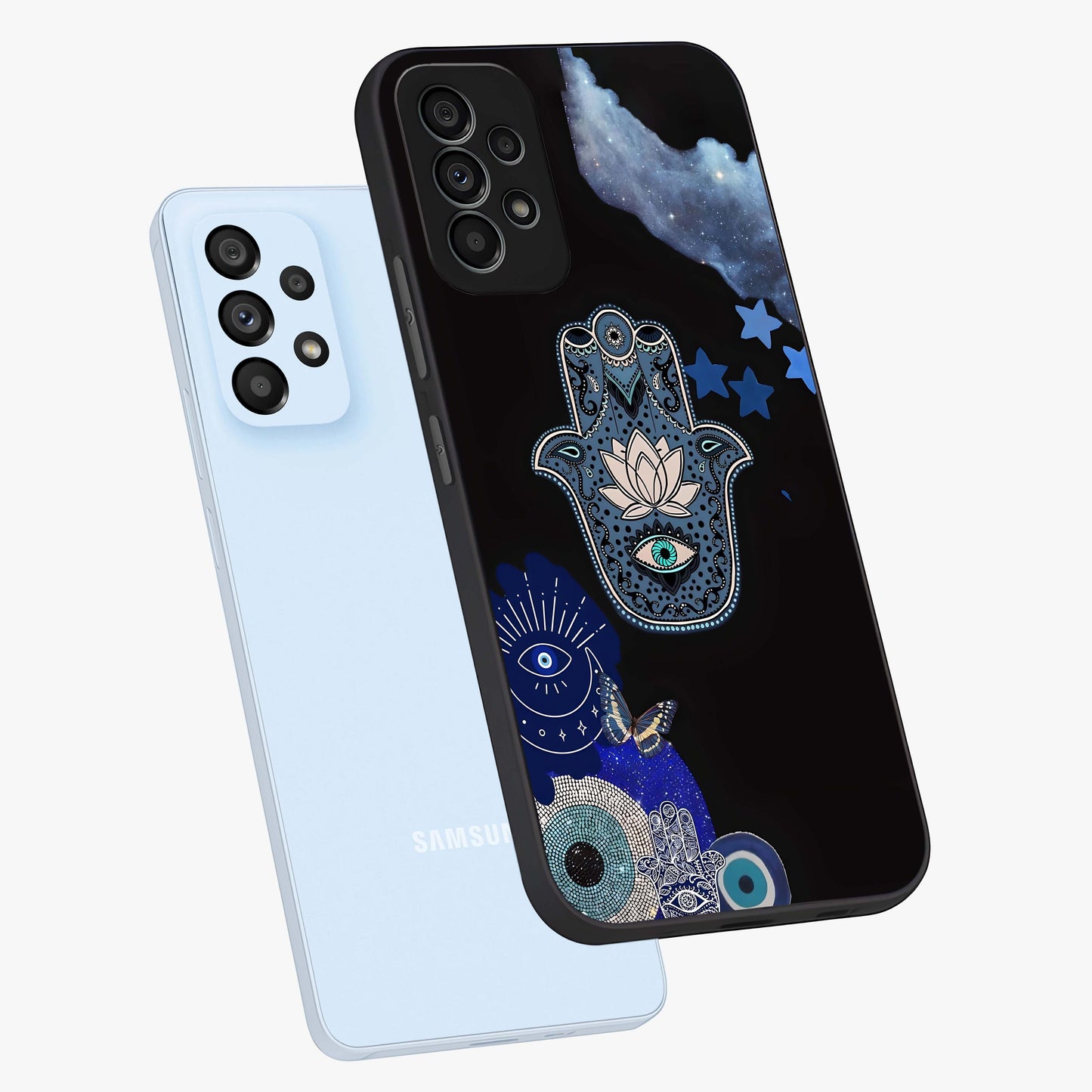 Mystic Hand Aura Glass Case displayed in angled mockup highlighting magical aura design with spiritual aesthetic style.