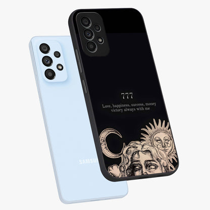 Mystic Victory Aura Glass Case displayed in angled mockup highlighting energetic aura design with bold mystical aesthetic.