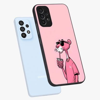Pink Panther Glass Case displayed in angled mockup highlighting playful cartoon character design with vibrant pink aesthetic.
