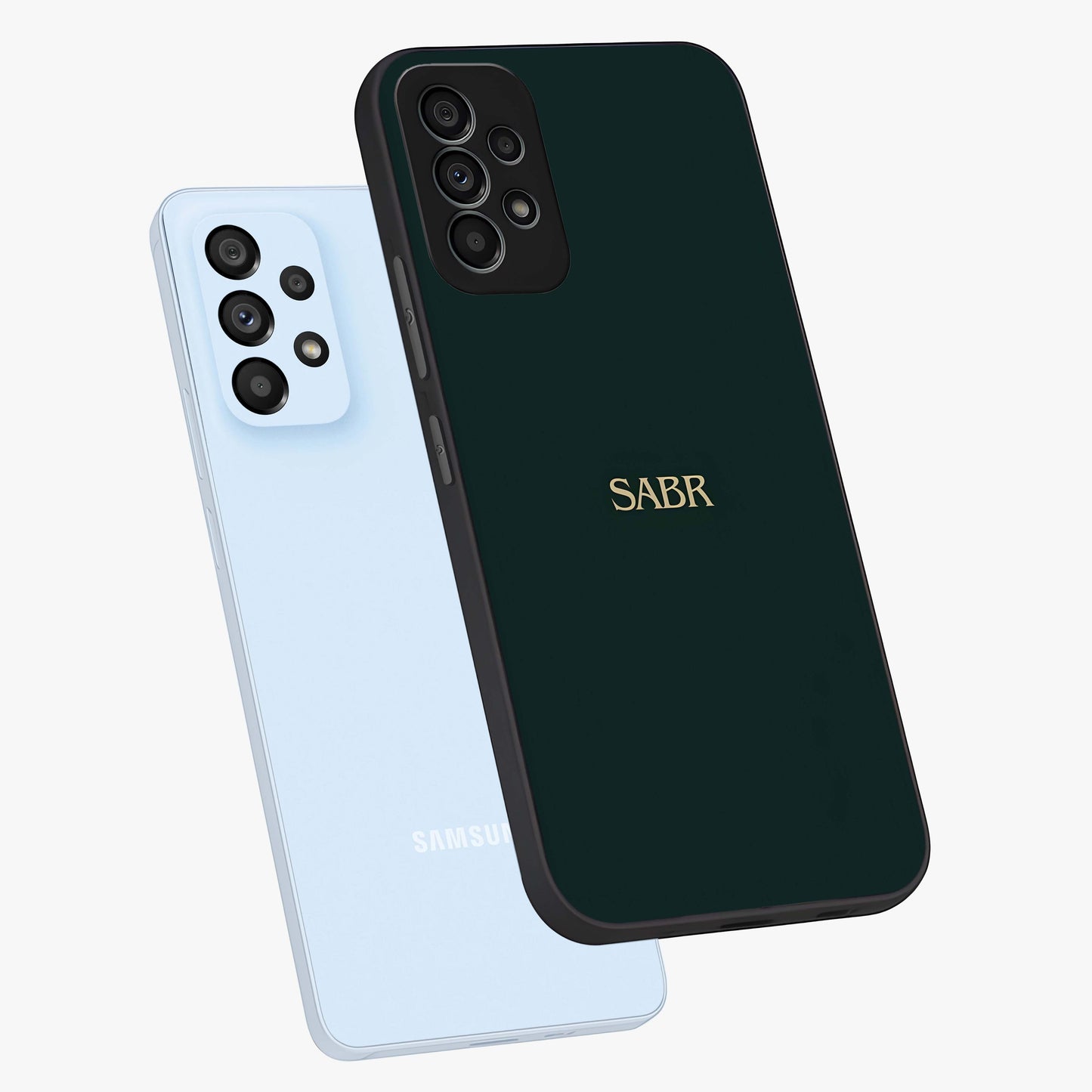 Sabr Minimal Patience Glass Case displayed in angled mockup highlighting simple inspirational design with clean aesthetic style.