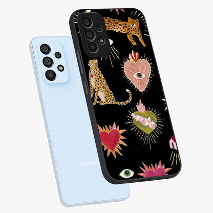 Sacred Jungle Heart Glass Case displayed in angled mockup highlighting lush tropical design with natural aesthetic style.