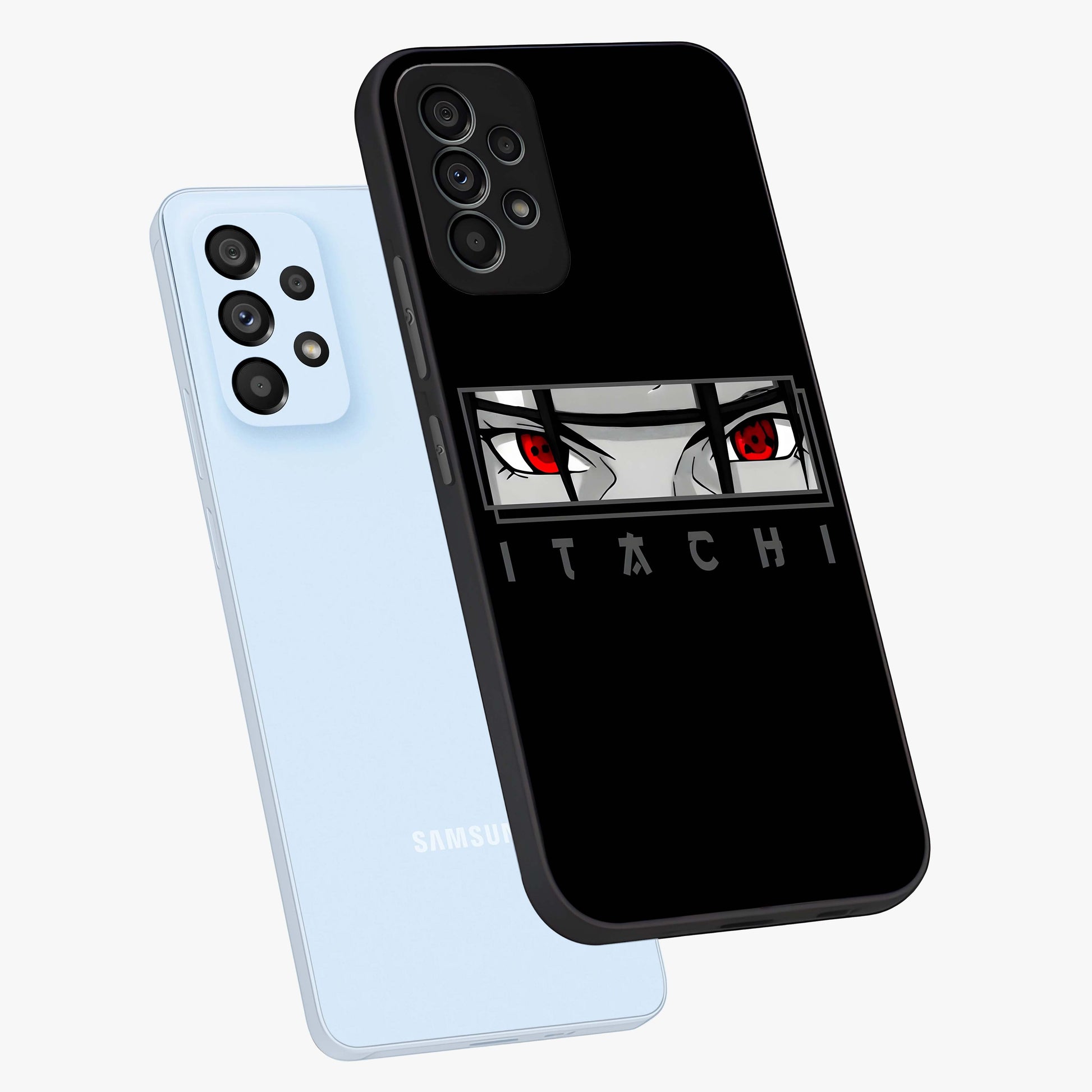 Scarlet Gaze Dominance Glass Case displayed in angled mockup highlighting intense visual design with bold scarlet aesthetic.