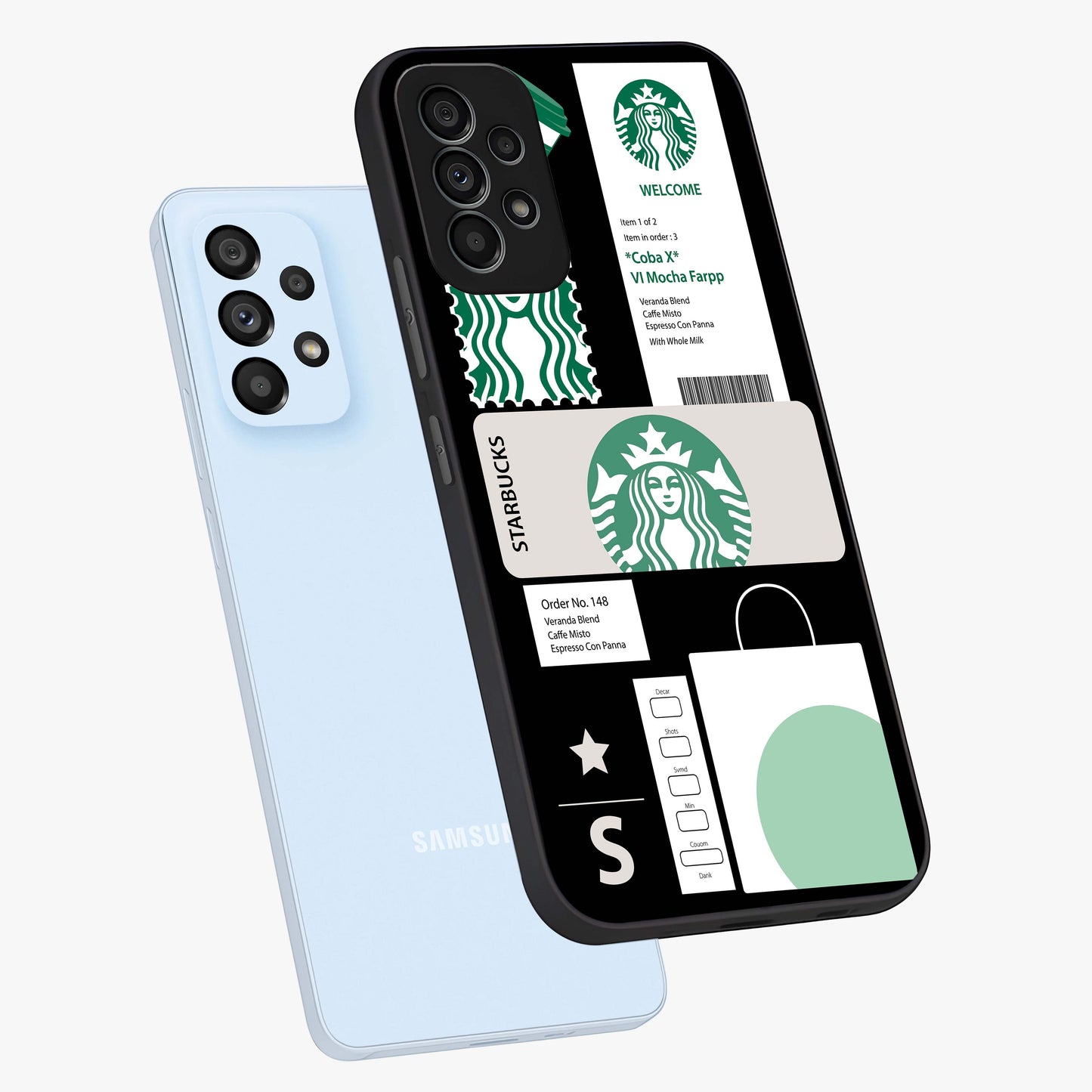 Starbucks Mocha Glass Case displayed in angled mockup highlighting stylish mocha themed design with cozy café aesthetic.