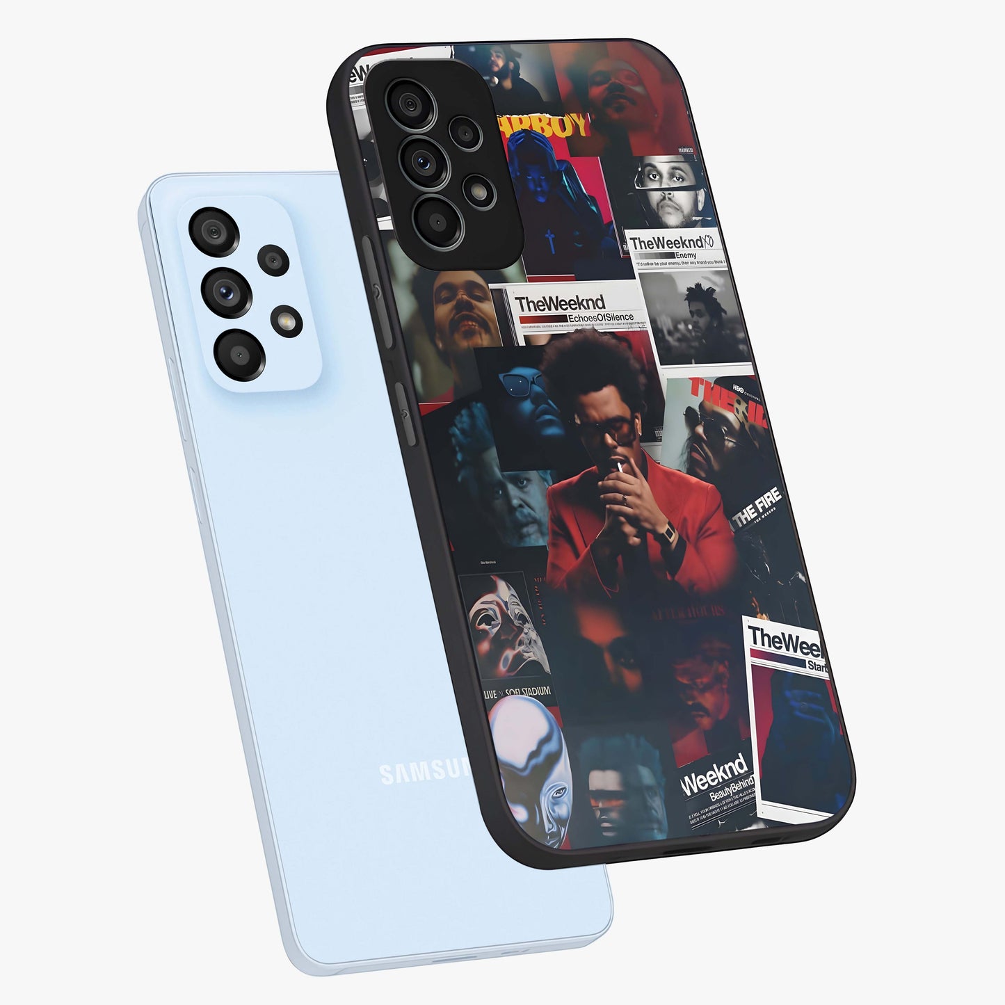 The Weeknd Glass Case displayed in angled mockup highlighting stylish pop culture inspired design with modern aesthetic.