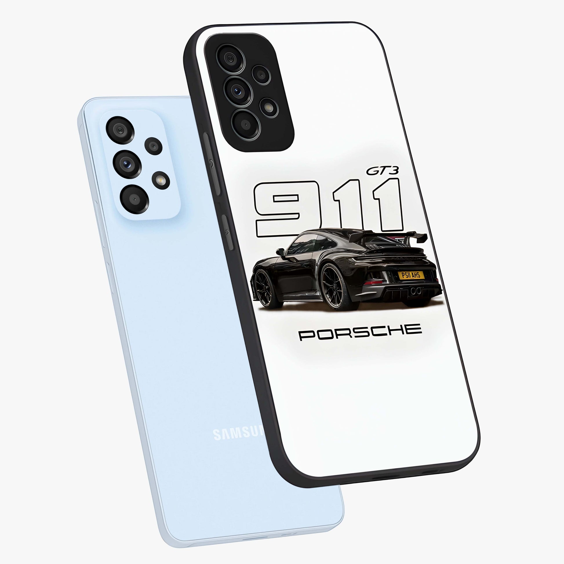 Turbo Legacy Icon Glass Case displayed in angled mockup highlighting dynamic automotive design with performance aesthetic.