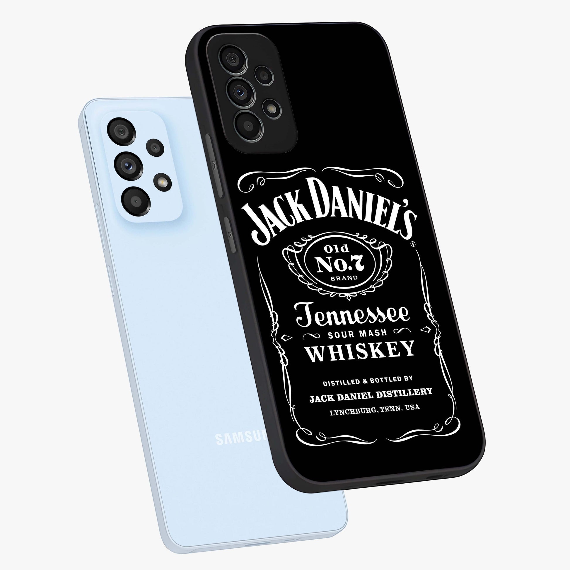 Vintage Whiskey Heritage Glass Case displayed in angled mockup highlighting retro beverage themed design with heritage aesthetic.