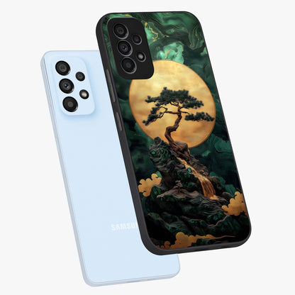 Zen Moon Rise Glass Case displayed in angled mockup highlighting peaceful lunar design with zen aesthetic style.