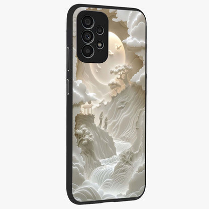 Celestial Origami Glass Case upright view showcasing creative origami artwork with modern celestial style.