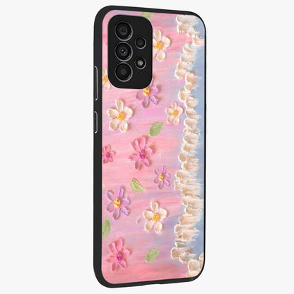 Dreamy Painted Garden Glass Case upright view showcasing vibrant floral garden artwork with artistic nature theme.