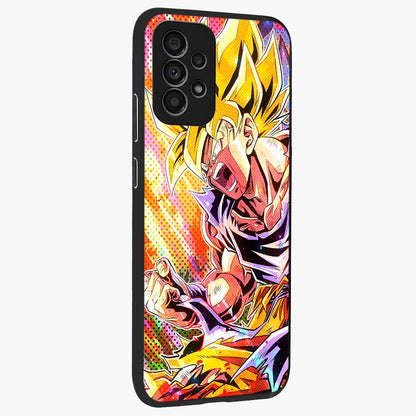 Firing Goku Glass Case upright view showcasing energetic anime artwork with bold warrior theme.