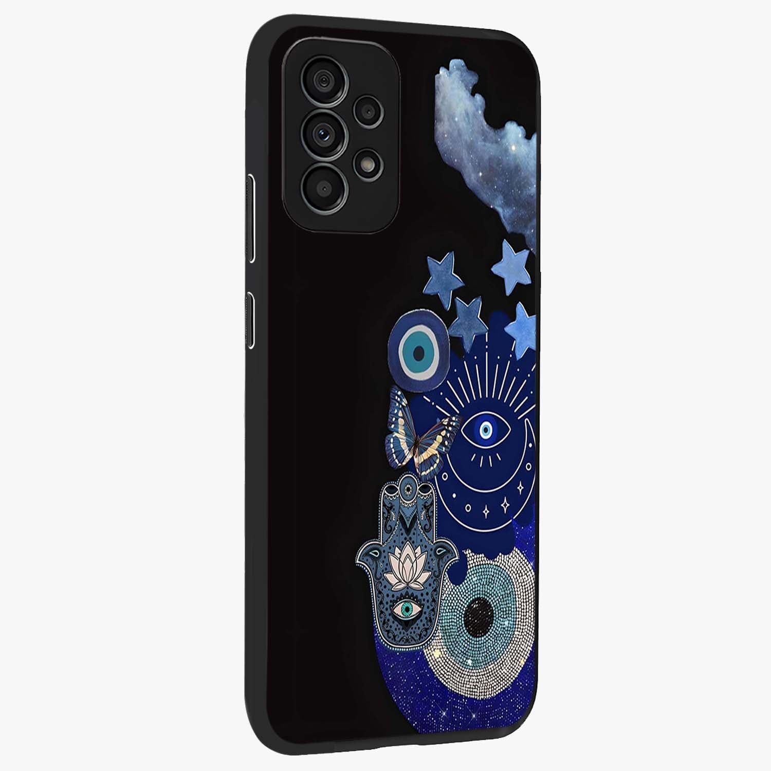 Galactic Charm Cluster Glass Case upright view showcasing glowing cosmic charm artwork with magical celestial style.