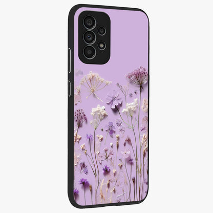 Lavender Blossom Dream Glass Case upright view showcasing delicate lavender blossom artwork with peaceful floral theme.