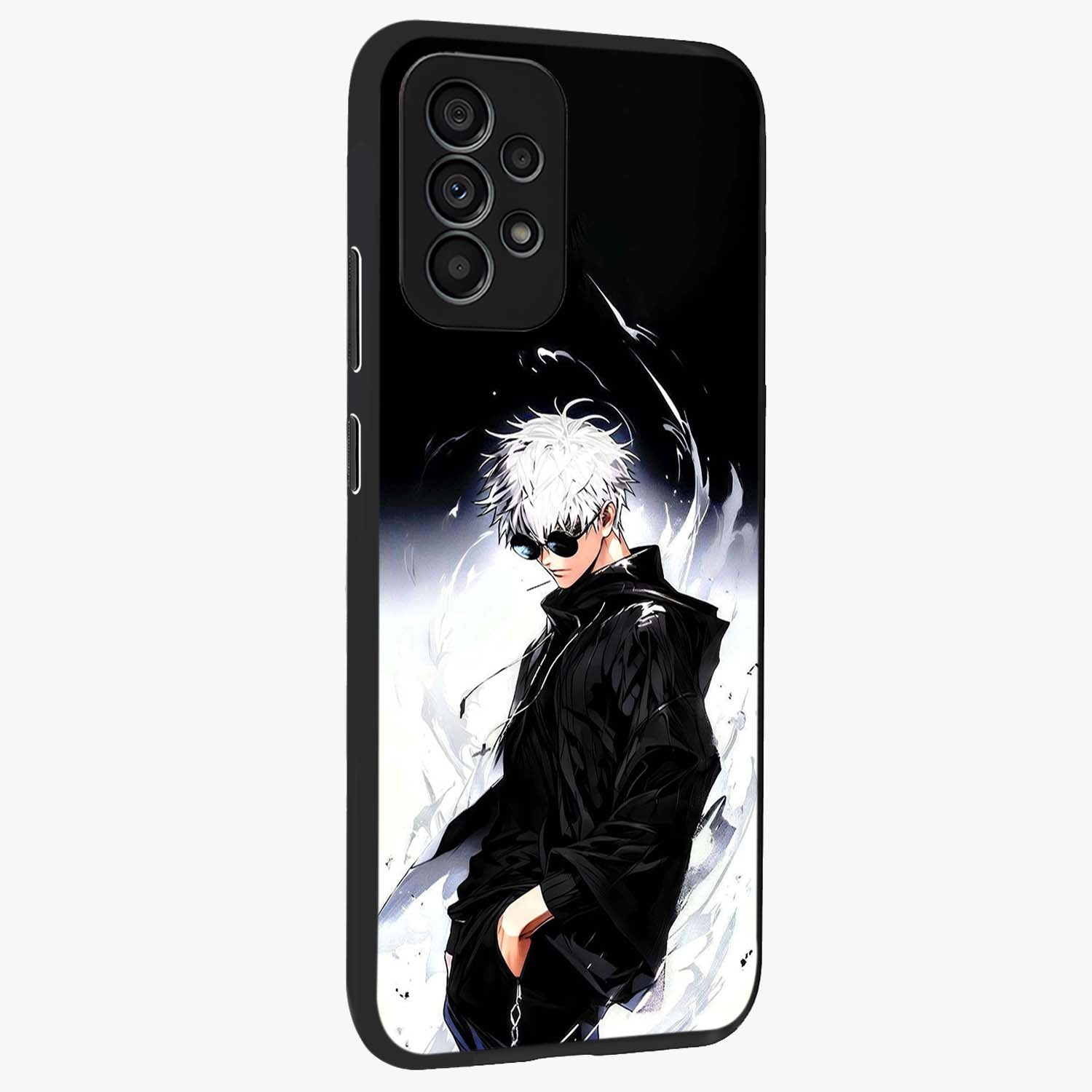 Limitless Shadow King Glass Case upright view showcasing bold shadow warrior artwork with epic fantasy theme.