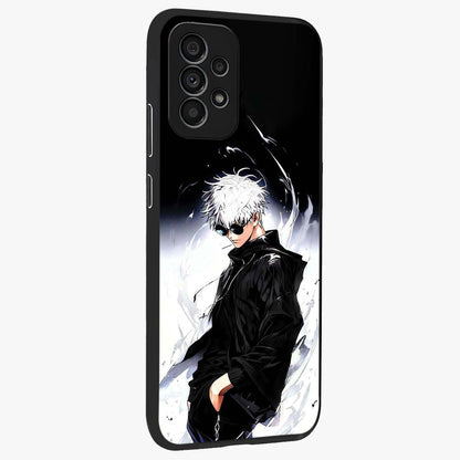 Limitless Shadow King Glass Case upright view showcasing bold shadow warrior artwork with epic fantasy theme.