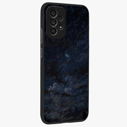 Lunar Veil Silence Glass Case upright view showcasing calm moon themed artwork with serene night atmosphere.