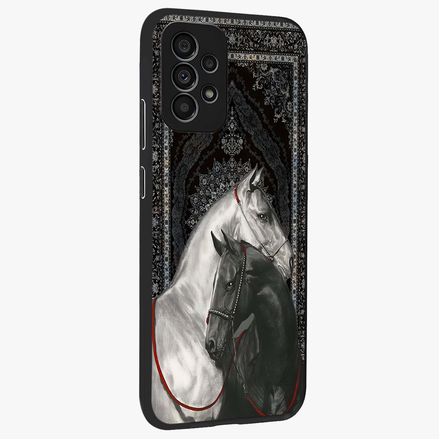 Majestic Ride Legacy Glass Case upright view showcasing dynamic ride inspired artwork with modern automotive theme.