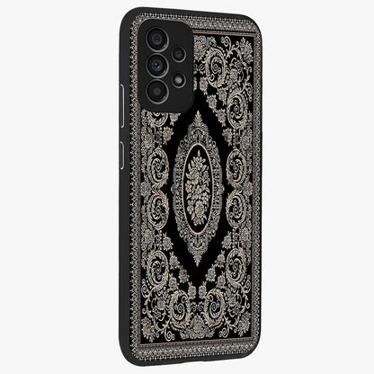 Noir Bloom Elegance Glass Case upright view showcasing graceful floral artwork with luxurious dark theme.
