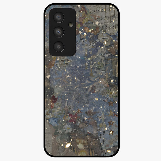 Aesthetic Astrolophia Glass Case showing flat back view with dreamy aesthetic design and glossy glass finish.