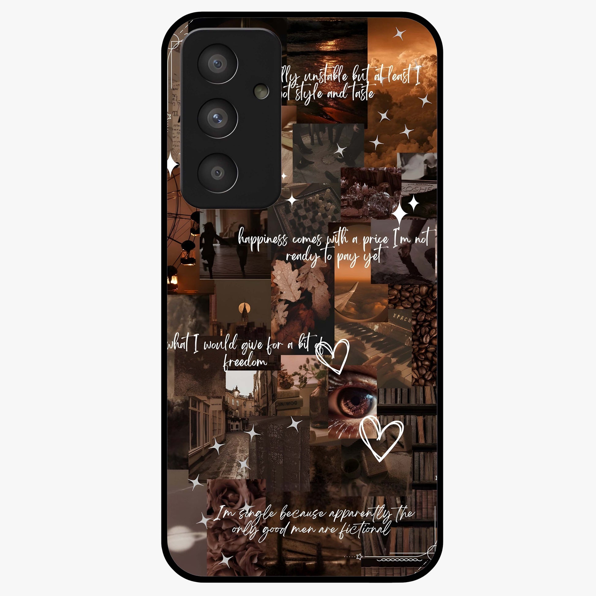 Bittersweet Aesthetic Chaos Glass Case showing flat back view with artistic chaotic aesthetic design and glossy glass finish.
