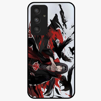 Crimson Crow Illusion Glass Case showing flat back view with artistic crow illusion artwork and glossy glass finish.
