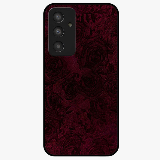 Crimson Fade Flow Glass Case showing flat back view with flowing crimson gradient artwork and glossy glass finish.