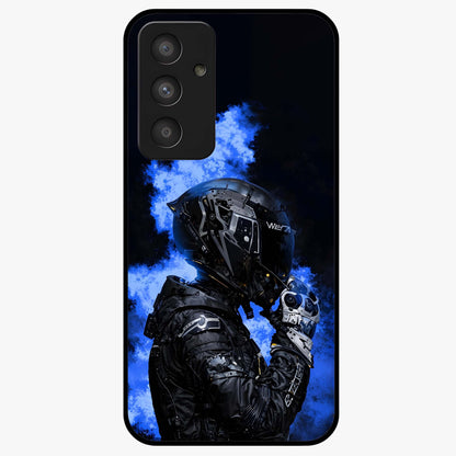 Cyber Sentinel Protocol Glass Case showing flat back view with futuristic cyber themed artwork and glossy glass finish.