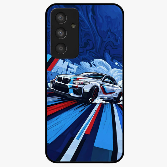 Drift Power Rush Glass Case showing flat back view with dynamic racing inspired artwork and glossy glass finish.