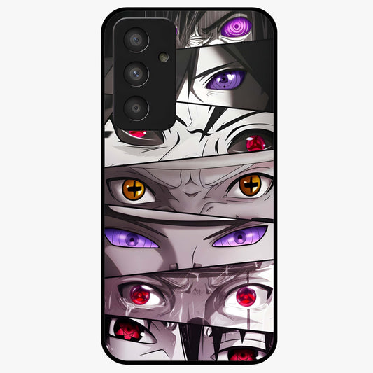 Eyes of Destiny Glass Case showing flat back view with striking eye themed artwork and glossy glass finish.
