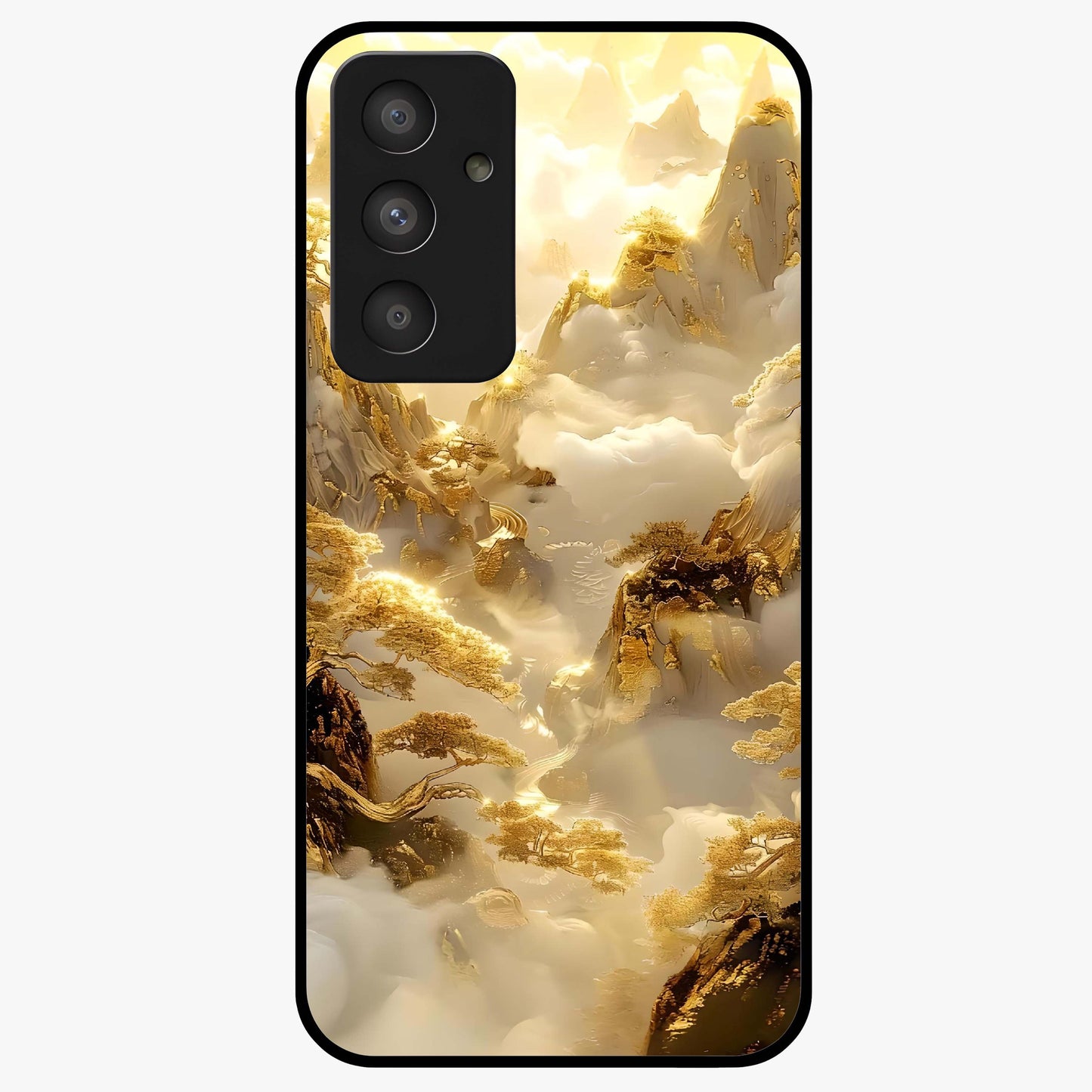 Gates Of Illumination Glass Case showing flat back view with mystical illuminated gate artwork and glossy glass finish.