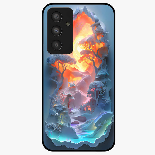 Glow Forest Portal Glass Case showing flat back view with glowing forest portal artwork and glossy glass finish.