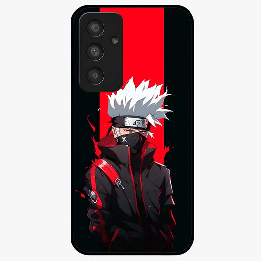 Kakashi Scarlet Shadow Glass Case showing flat back view with powerful anime ninja artwork and glossy glass finish.
