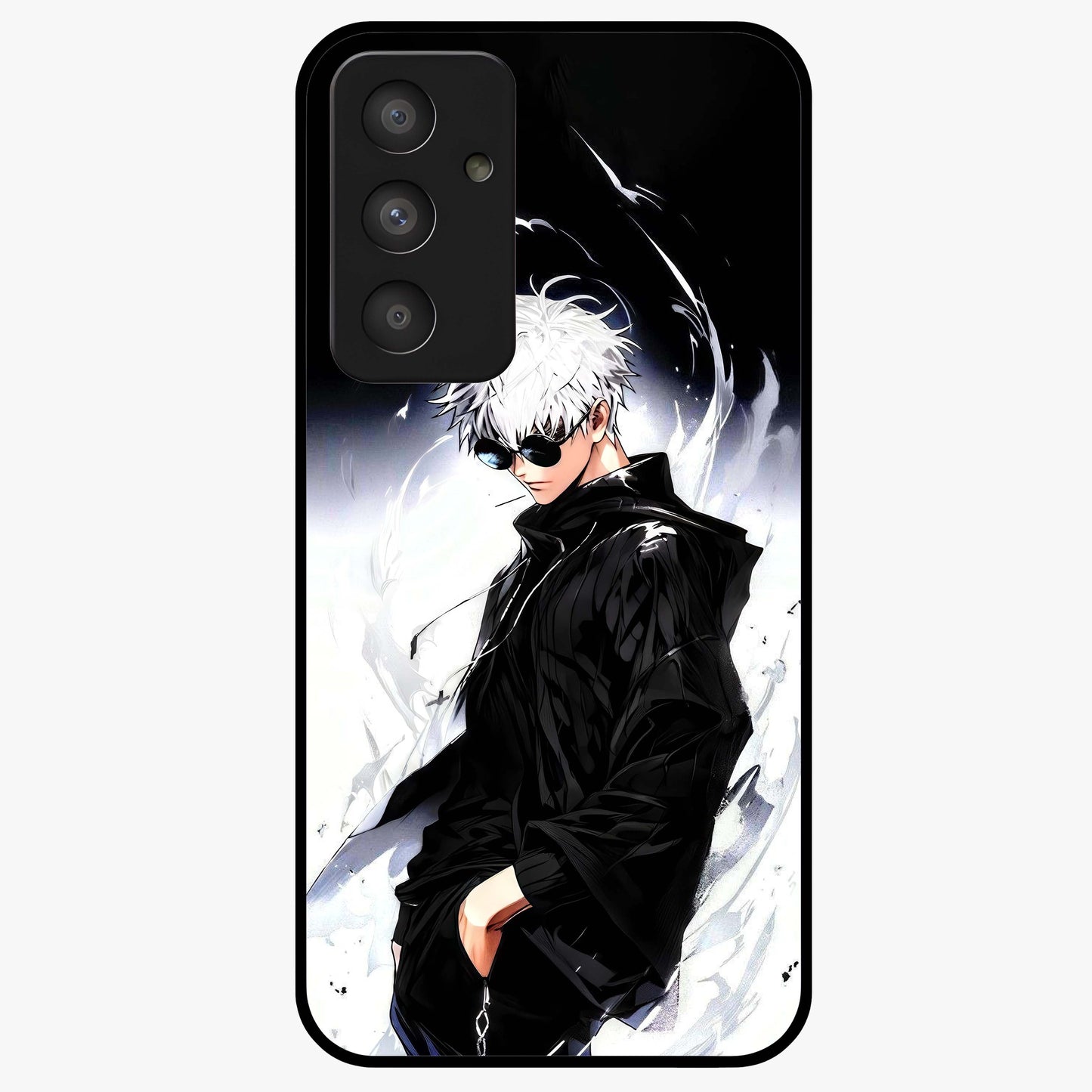 Limitless Shadow King Glass Case showing flat back view with powerful shadow warrior artwork and glossy glass finish.