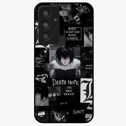 Midnight Chaos Mind Glass Case showing flat back view with abstract dark themed artwork and glossy glass finish.