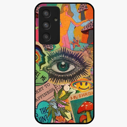 Mystic Eye Wonderland Glass Case showing flat back view with mystical eye themed artwork and glossy glass finish.