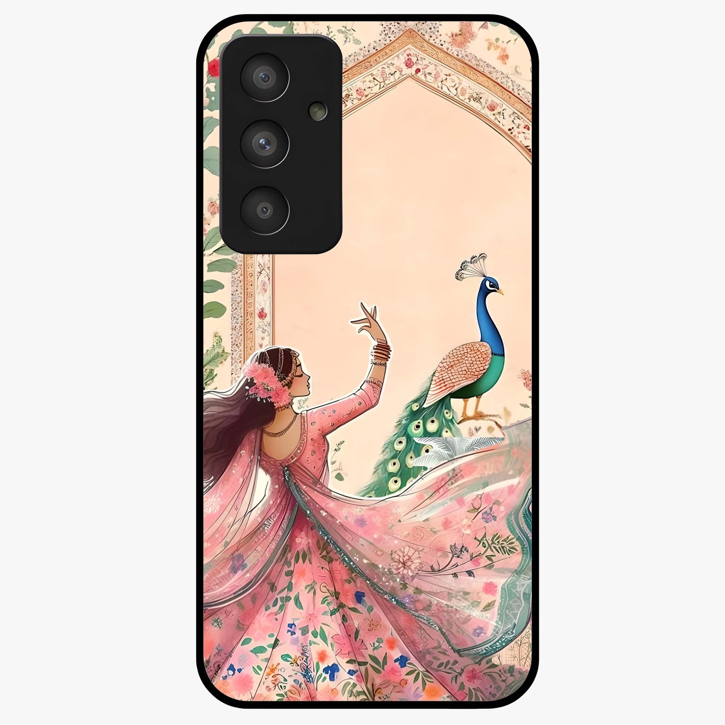 Royal Grace Muse Glass Case showing flat back view with elegant artistic artwork and glossy glass finish.